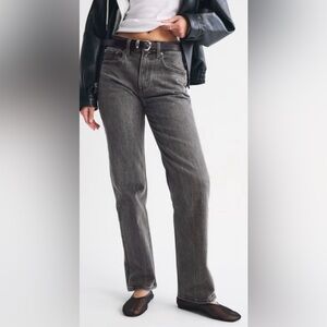 Abercrombie & Fitch Women's Vintage Straight High Rise Jeans in Charcoal